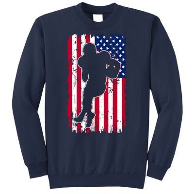 American Football Player Distressed USA Flag Sweatshirt