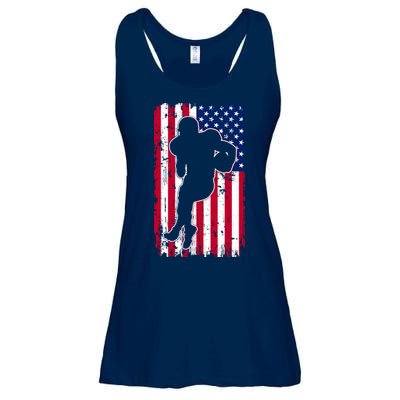 American Football Player Distressed USA Flag Ladies Essential Flowy Tank