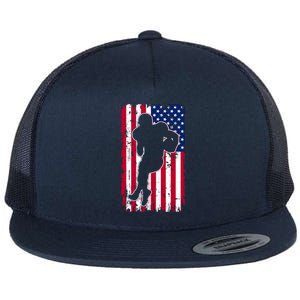 American Football Player Distressed USA Flag Flat Bill Trucker Hat