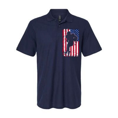 American Football Player Distressed USA Flag Softstyle Adult Sport Polo