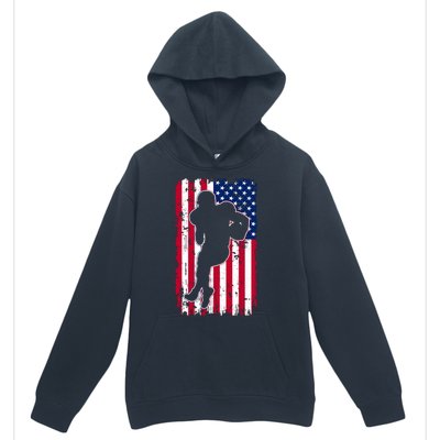 American Football Player Distressed USA Flag Urban Pullover Hoodie