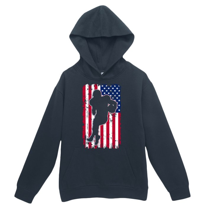 American Football Player Distressed USA Flag Urban Pullover Hoodie