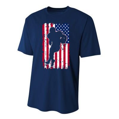 American Football Player Distressed USA Flag Performance Sprint T-Shirt