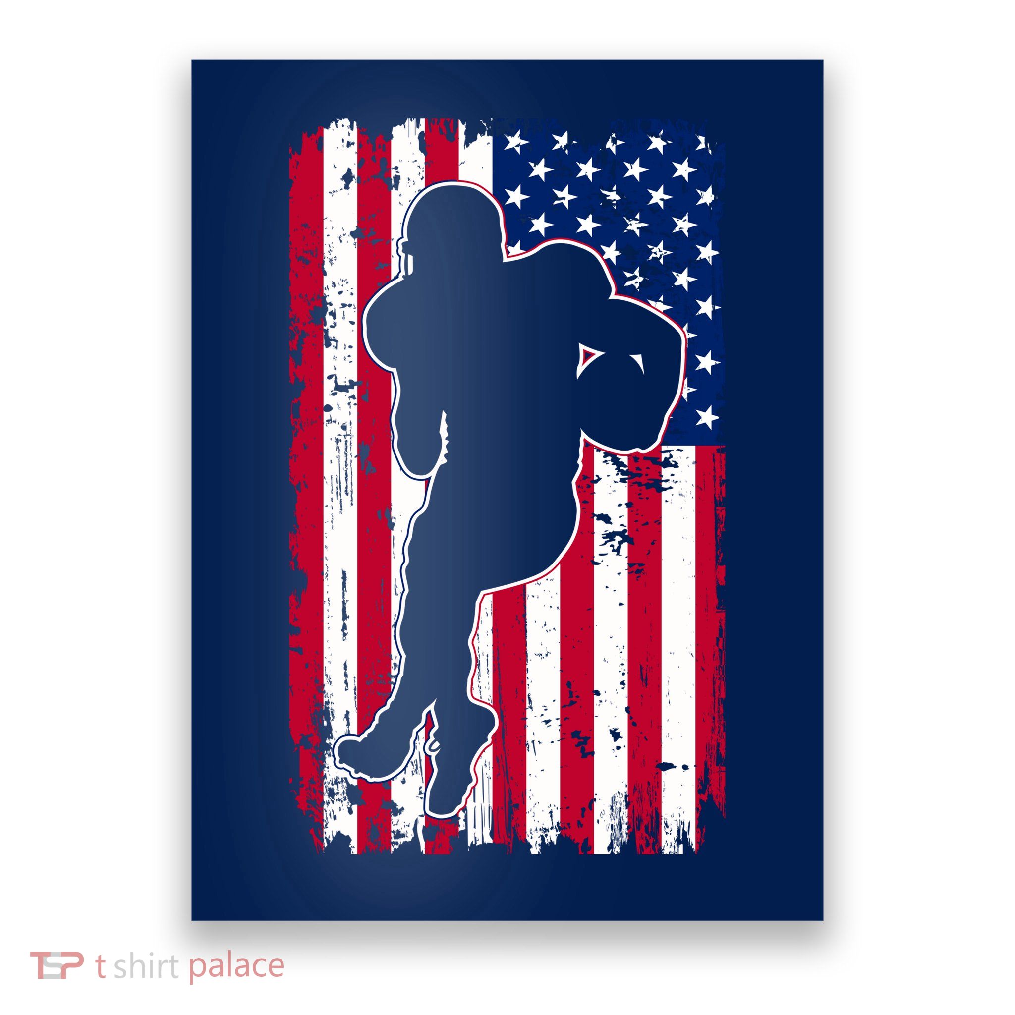 American Football Player Distressed USA Flag Poster