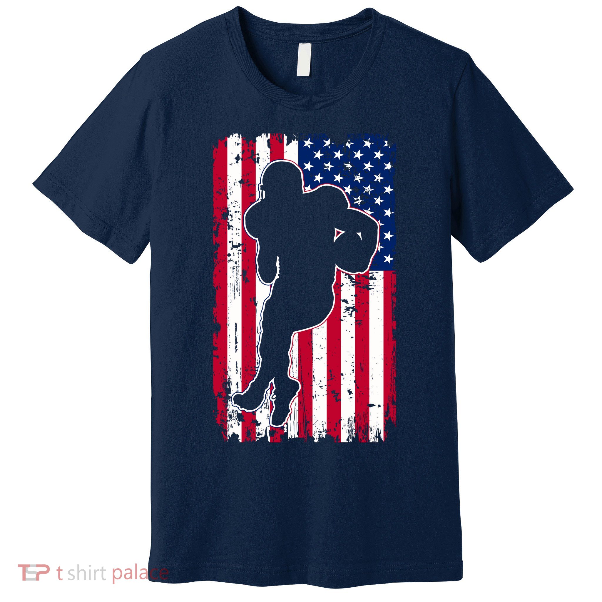 American Football Player Distressed USA Flag Premium T-Shirt