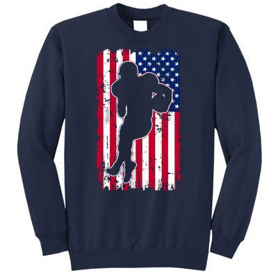 American Football Player Distressed USA Flag Tall Sweatshirt