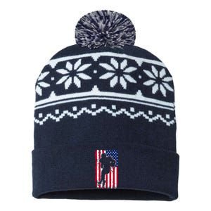 American Football Player Distressed USA Flag USA-Made Snowflake Beanie