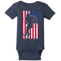 American Football Player Distressed USA Flag Baby Bodysuit