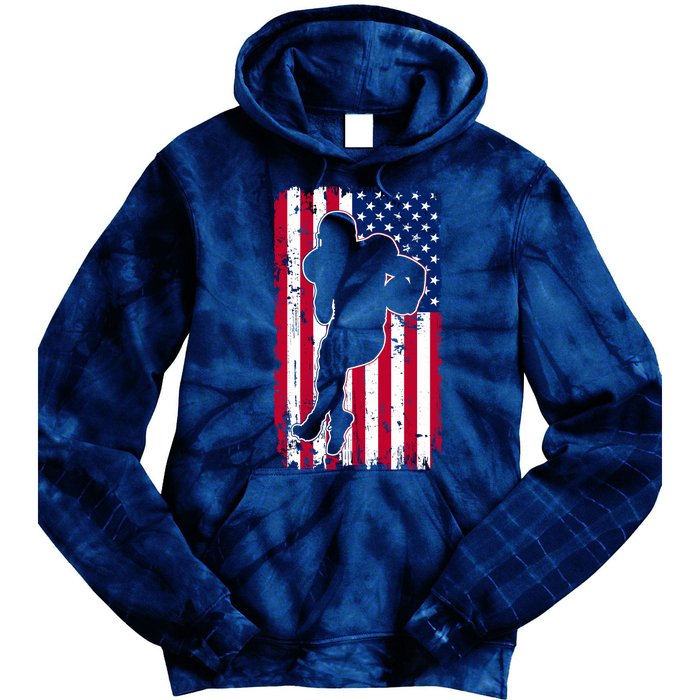 American Football Player Distressed USA Flag Tie Dye Hoodie