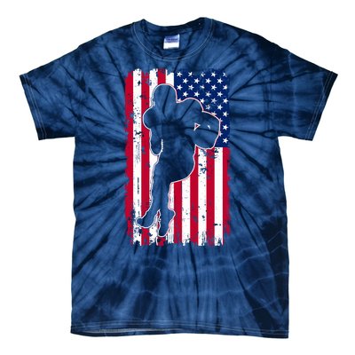 American Football Player Distressed USA Flag Tie-Dye T-Shirt