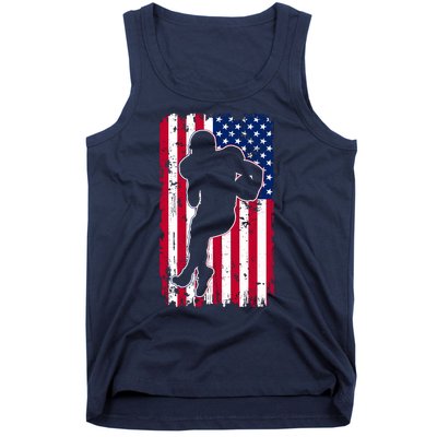 American Football Player Distressed USA Flag Tank Top