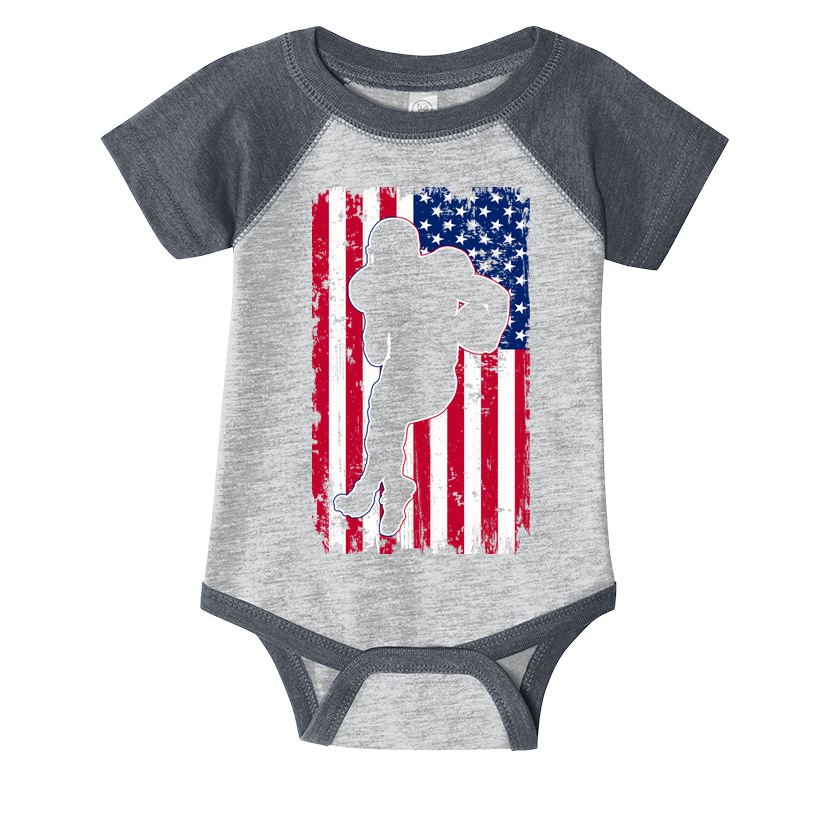American Football Player Distressed USA Flag Infant Baby Jersey Bodysuit