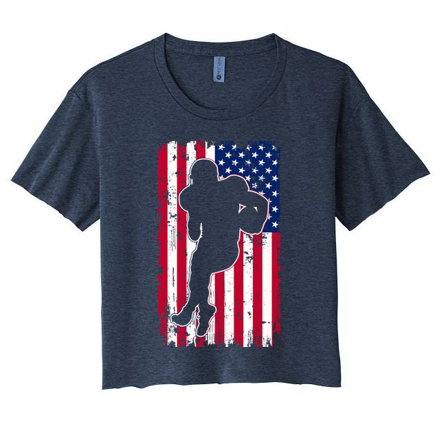 American Football Player Distressed USA Flag Crop Top