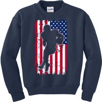 American Football Player Distressed USA Flag Kids Sweatshirt