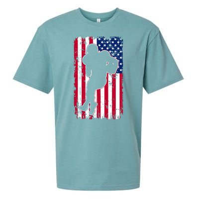 American Football Player Distressed USA Flag Sueded Cloud Jersey T-Shirt