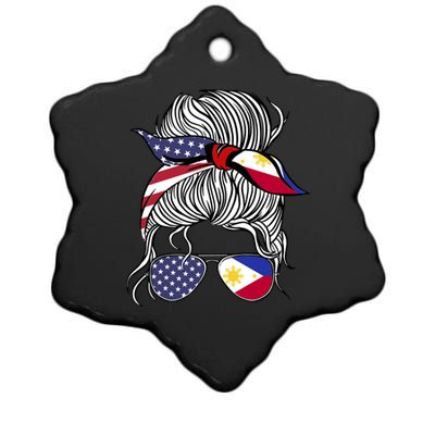 American Filipina Patriot Flag Philippines Grown Gift Ceramic Star Ornament