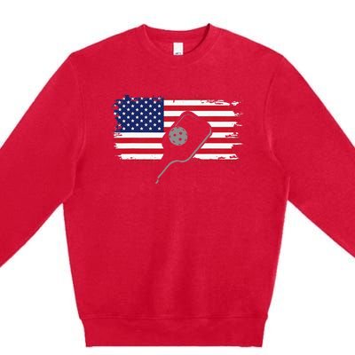 American Flag Pickleball Premium Crewneck Sweatshirt