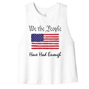 American Flag Patriotic 1776 We The People Have Had Enough Women's Racerback Cropped Tank