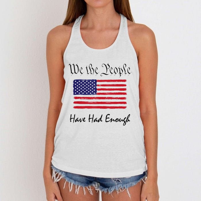 American Flag Patriotic 1776 We The People Have Had Enough Women's Knotted Racerback Tank