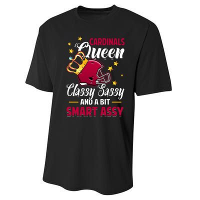 Arizona Football Queen Classy Sassy And A Bit Smart Assy Performance Sprint T-Shirt