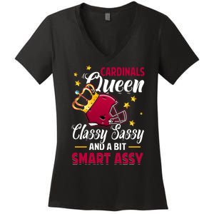 Arizona Football Queen Classy Sassy And A Bit Smart Assy Women's V-Neck T-Shirt