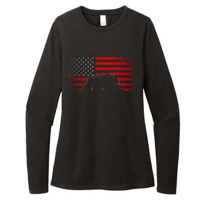 American Flag Quad Atv Womens CVC Long Sleeve Shirt