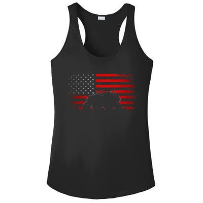 American Flag Quad Atv Ladies PosiCharge Competitor Racerback Tank