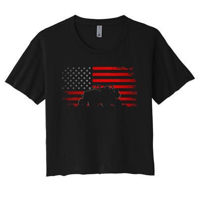 American Flag Quad Atv Women's Crop Top Tee