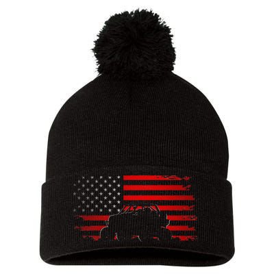 American Flag Quad ATV Apparel Off Road ATV Pom Pom 12in Knit Beanie