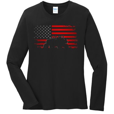 American Flag Quad ATV Apparel Off Road ATV Ladies Long Sleeve Shirt