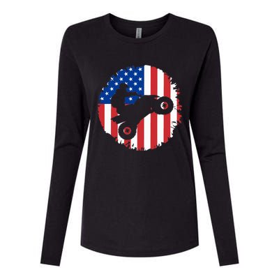 American Flag Quad Bike ATV Four Wheelers Quad Bikers Womens Cotton Relaxed Long Sleeve T-Shirt