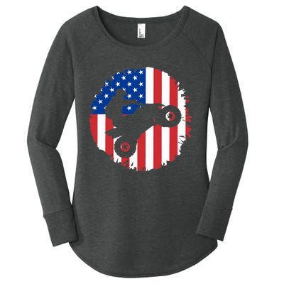 American Flag Quad Bike ATV Four Wheelers Quad Bikers Women's Perfect Tri Tunic Long Sleeve Shirt