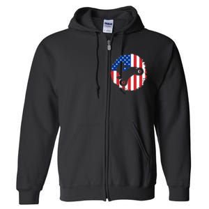 American Flag Quad Bike ATV Four Wheelers Quad Bikers Full Zip Hoodie