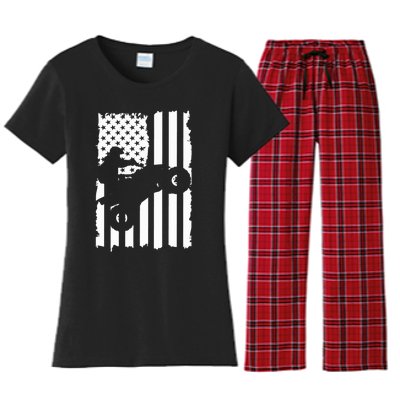 American Flag Quad Bike ATV Four Wheelers Quad Bikers Women's Flannel Pajama Set