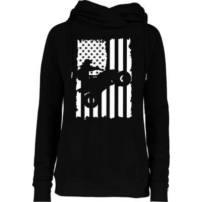 American Flag Quad Bike ATV Four Wheelers Quad Bikers Womens Funnel Neck Pullover Hood