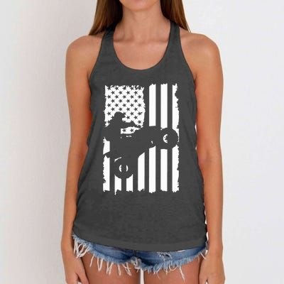 American Flag Quad Bike ATV Four Wheelers Quad Bikers Women's Knotted Racerback Tank