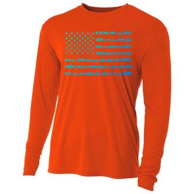 American Flag Railroad Train Conductor Gift Cooling Performance Long Sleeve Crew