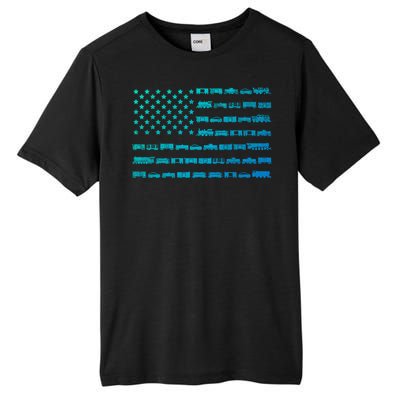 American Flag Railroad Train Conductor Gift Tall Fusion ChromaSoft Performance T-Shirt