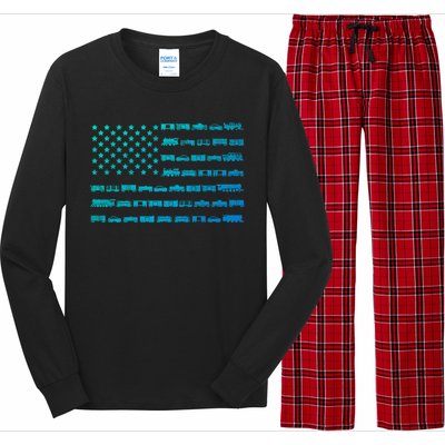 American Flag Railroad Train Conductor Gift Long Sleeve Pajama Set