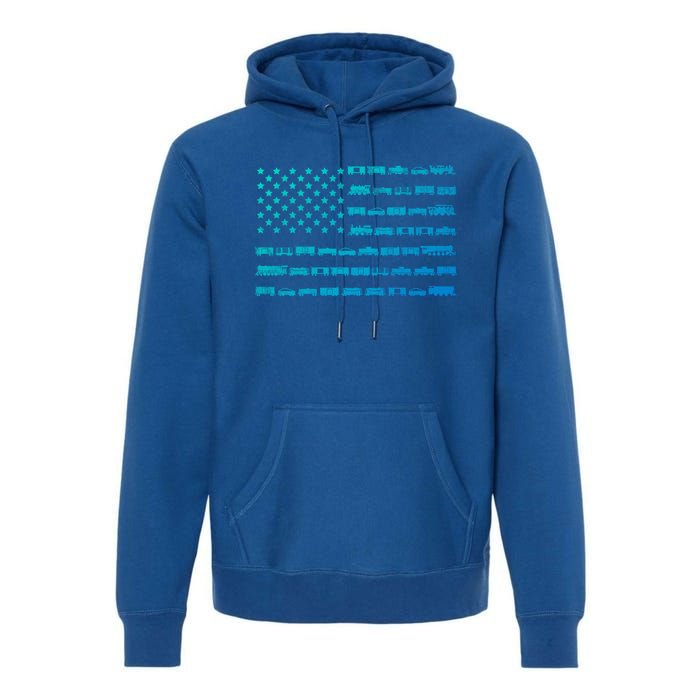 American Flag Railroad Train Conductor Gift Premium Hoodie