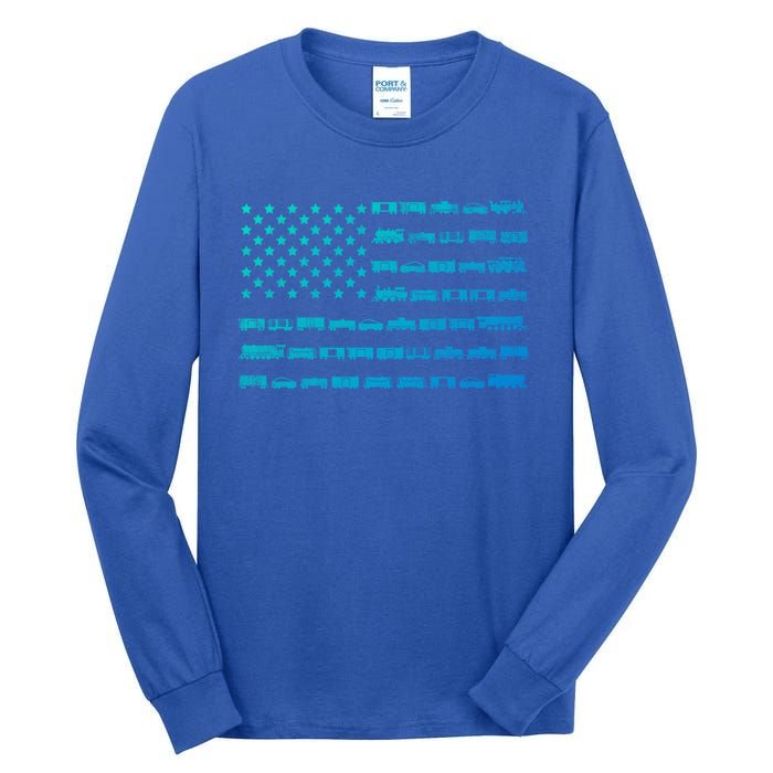 American Flag Railroad Train Conductor Gift Tall Long Sleeve T-Shirt