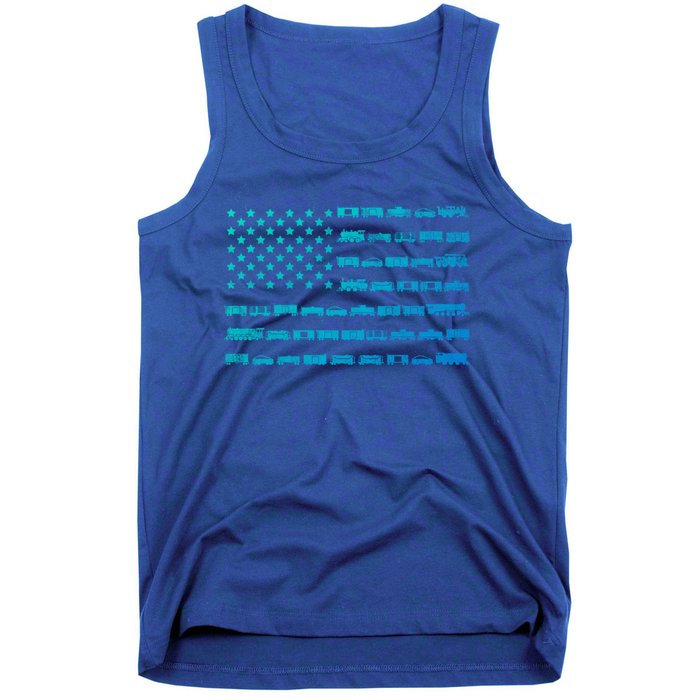 American Flag Railroad Train Conductor Gift Tank Top