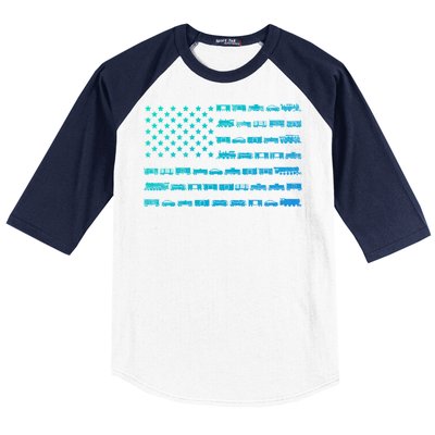 American Flag Railroad Train Conductor Gift Baseball Sleeve Shirt