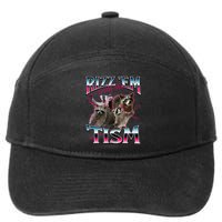 Autism Funny Rizz Em With The Tism Meme Autistic Racoon 7-Panel Snapback Hat