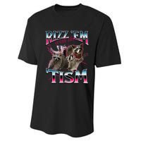 Autism Funny Rizz Em With The Tism Meme Autistic Racoon Performance Sprint T-Shirt