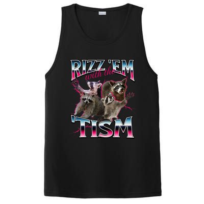 Autism Funny Rizz Em With The Tism Meme Autistic Racoon PosiCharge Competitor Tank