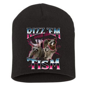 Autism Funny Rizz Em With The Tism Meme Autistic Racoon Short Acrylic Beanie