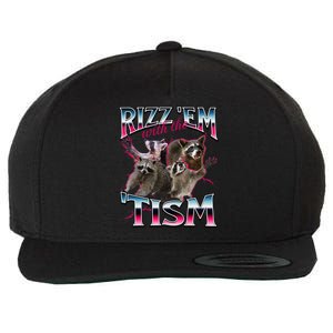 Autism Funny Rizz Em With The Tism Meme Autistic Racoon Wool Snapback Cap