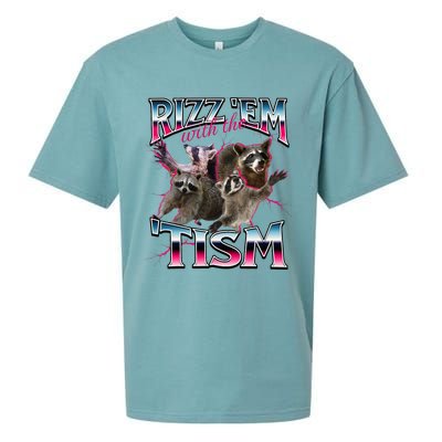 Autism Funny Rizz Em With The Tism Meme Autistic Racoon Sueded Cloud Jersey T-Shirt