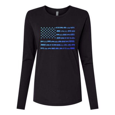 American Flag Railroad Train Conductor Gift Womens Cotton Relaxed Long Sleeve T-Shirt